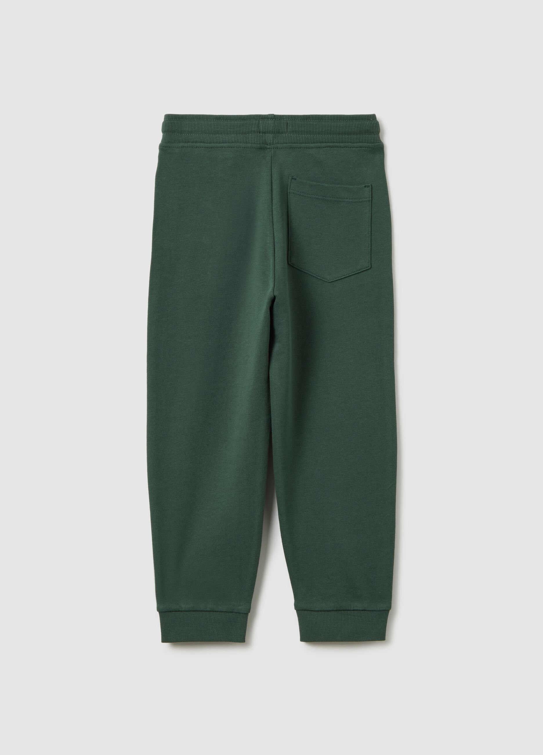 Pantaloni per bambini in puro cotone verde regular fit