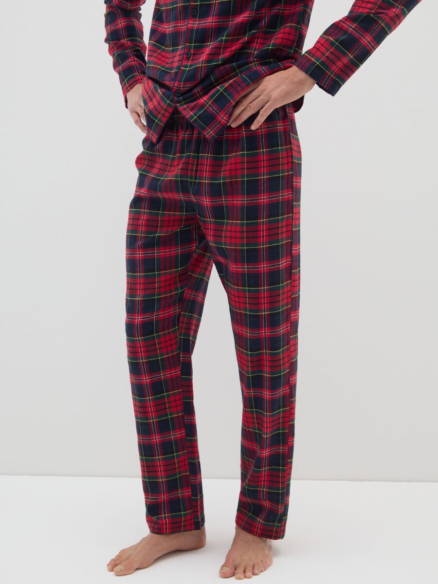 Regular fit multicolour pure cotton check pyjama_3