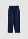 Regular fit blue denim cotton paper bag trousers_4