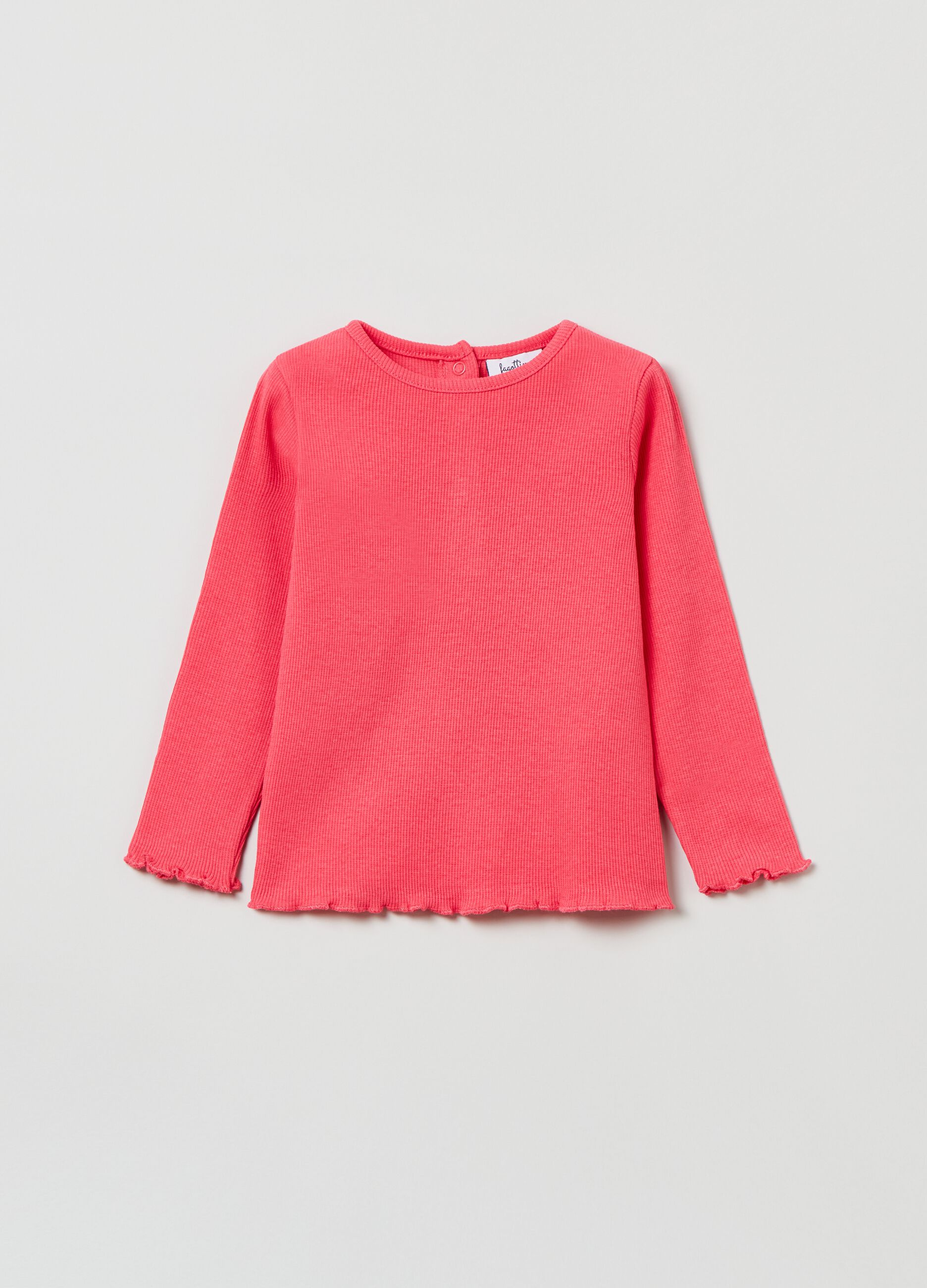 T-shirt a maniche lunghe con profili ondulati_0