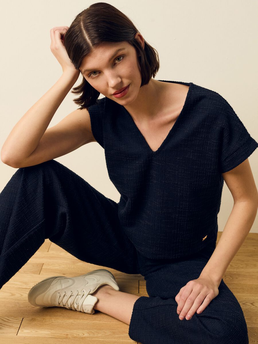 Woven T-shirt with kimono sleeves_0