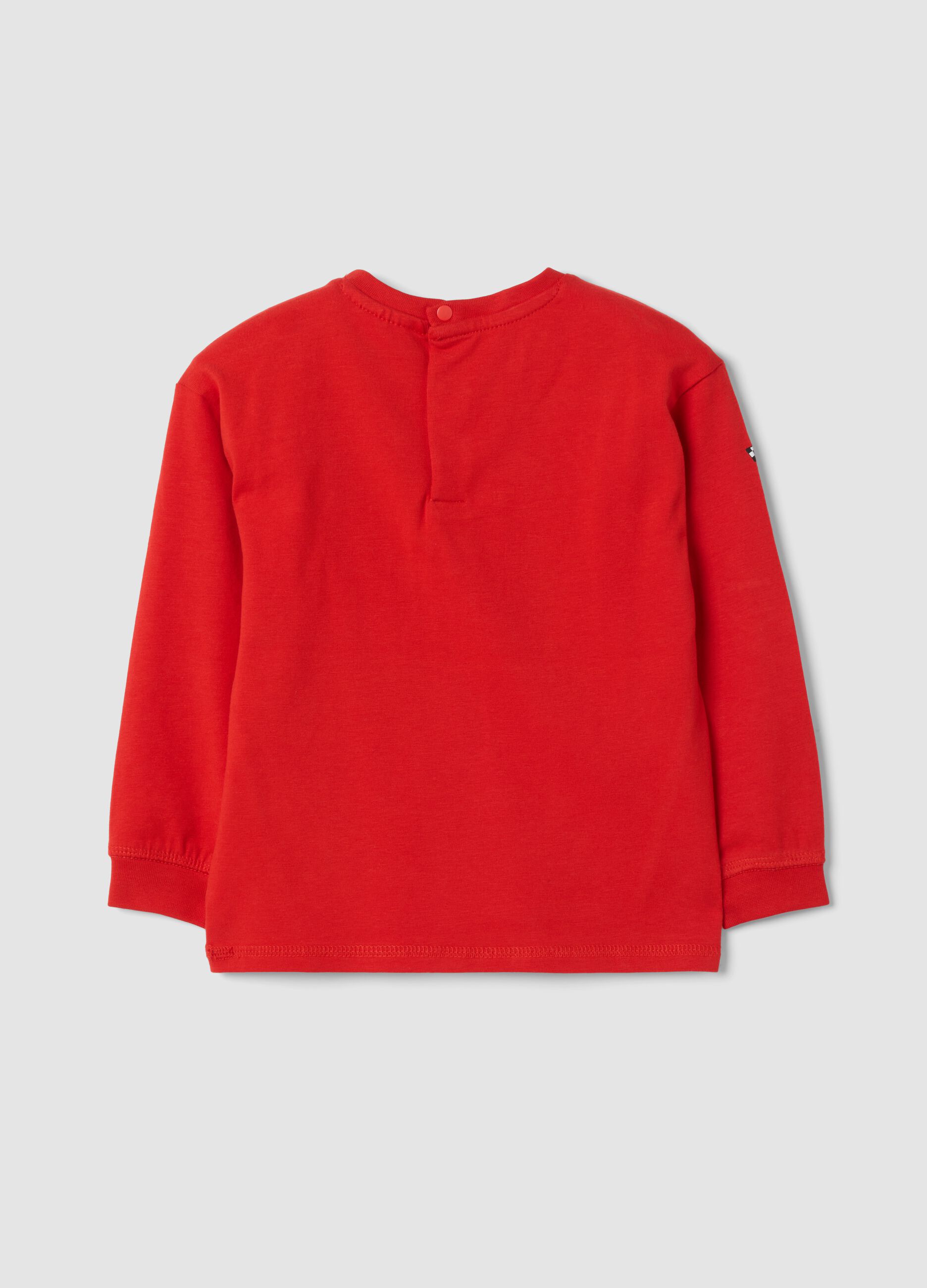 Red stretch cotton jersey T-shirt with Ducati print