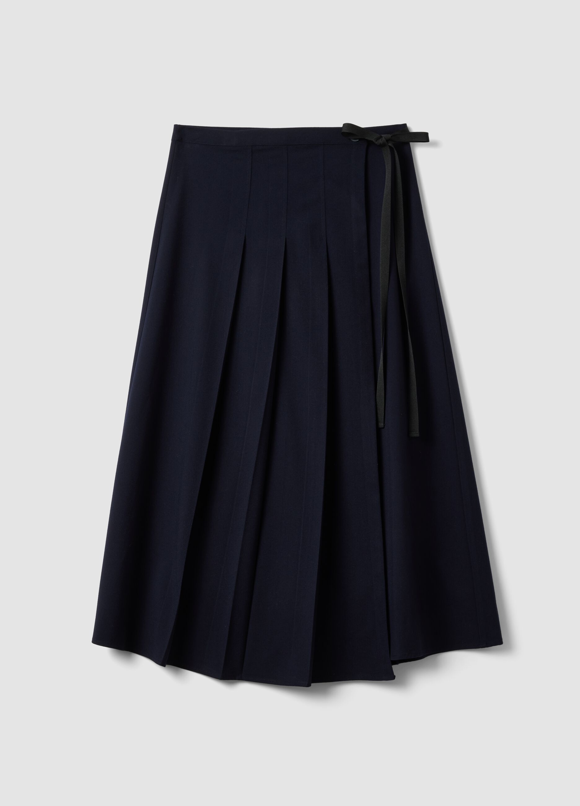 Blue pleated skirt in stretch viscose