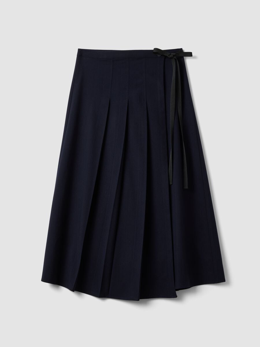 Blue pleated skirt in stretch viscose_0