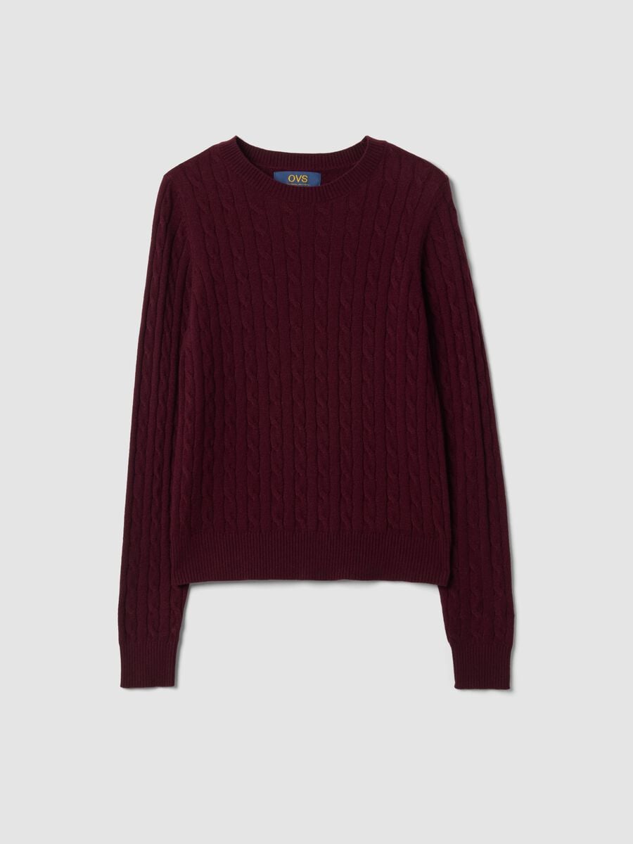 Maglia girocollo rossa a trecce regular fit_4