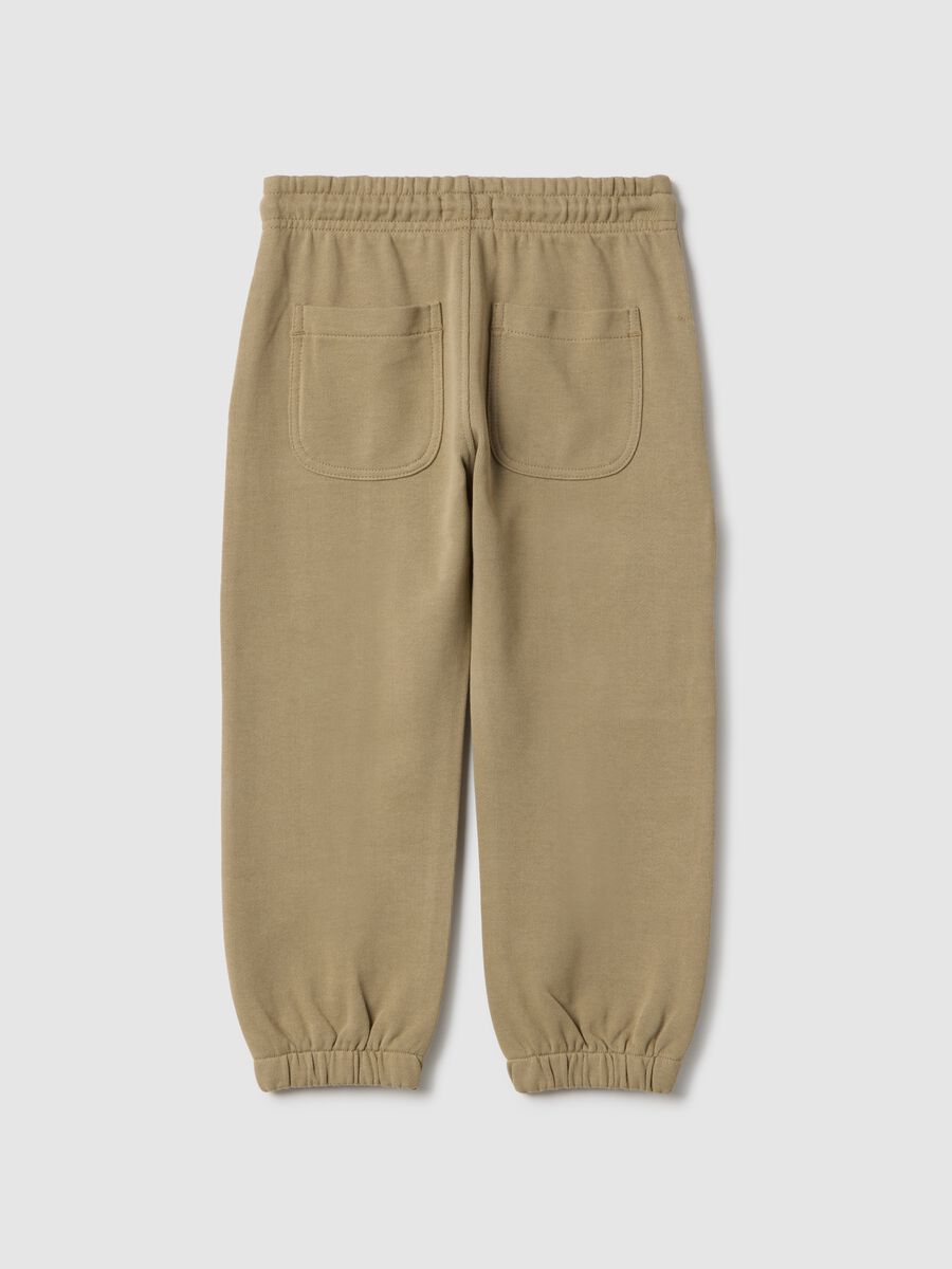 Pantaloni jogger in misto cotone beige da bambino regular fit con elastico_1