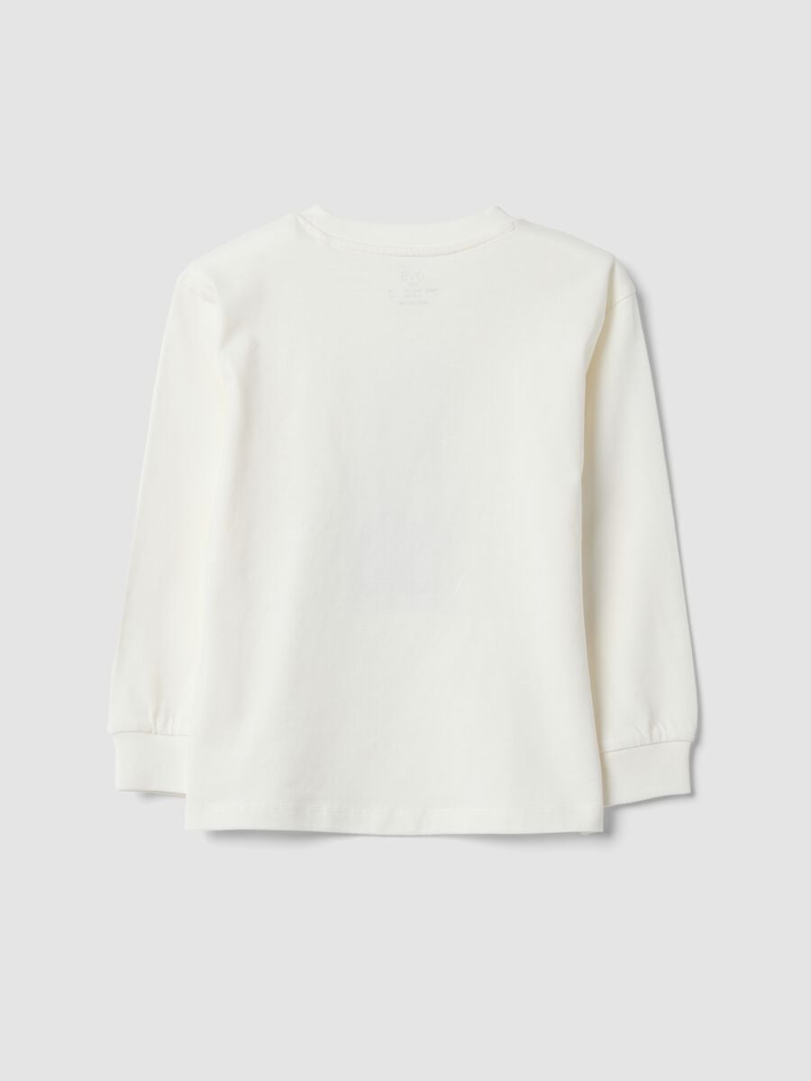 T-shirt bianco panna in puro cotone con girocollo_1