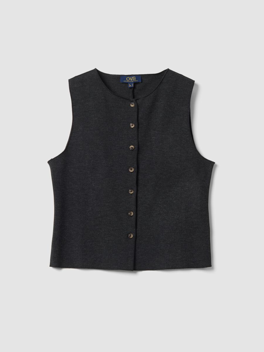 Black Milano stitch waistcoat in stretch viscose, regular fit_4