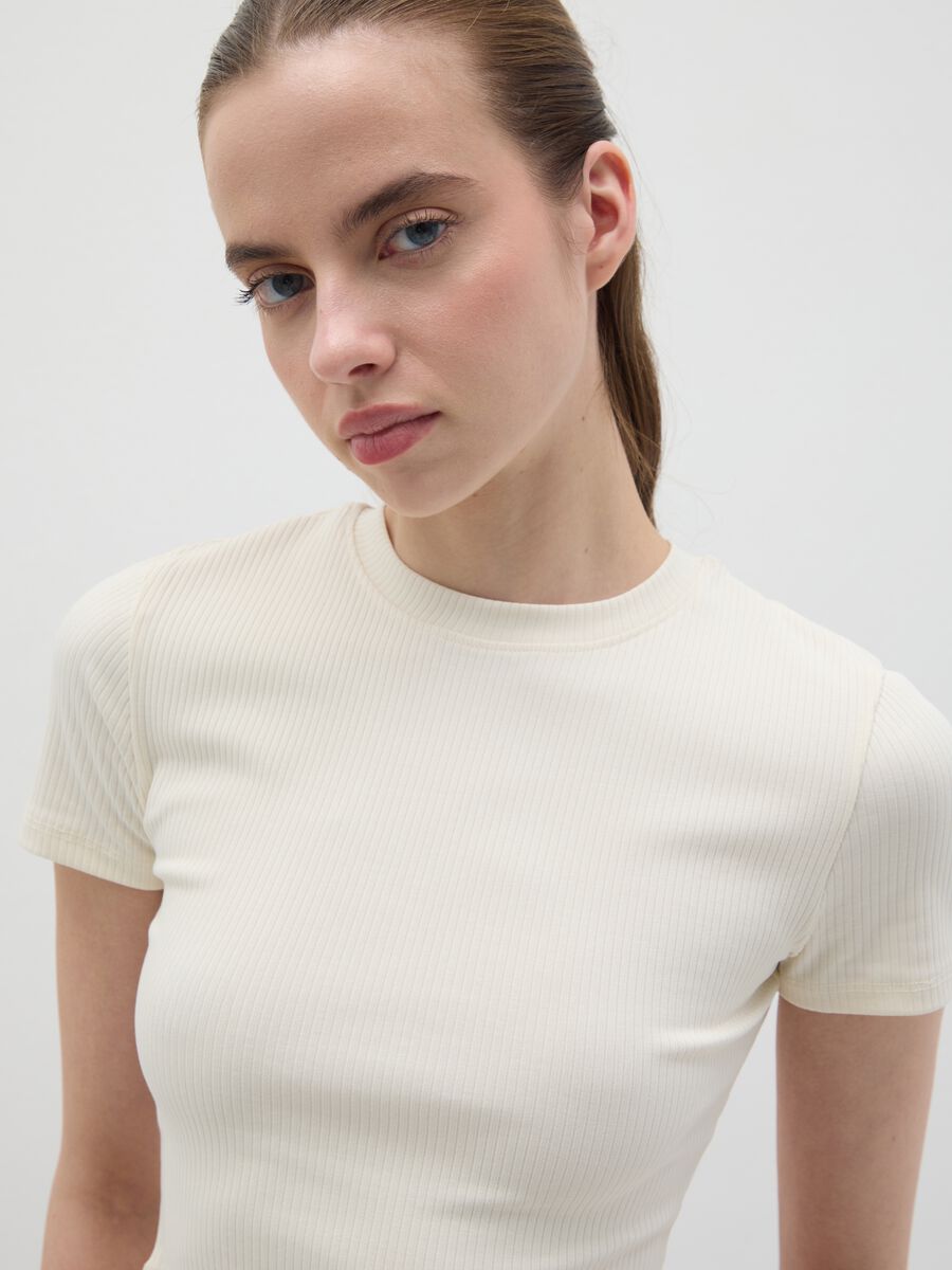 Women’s white fitted T-shirt in stretch cotton_2