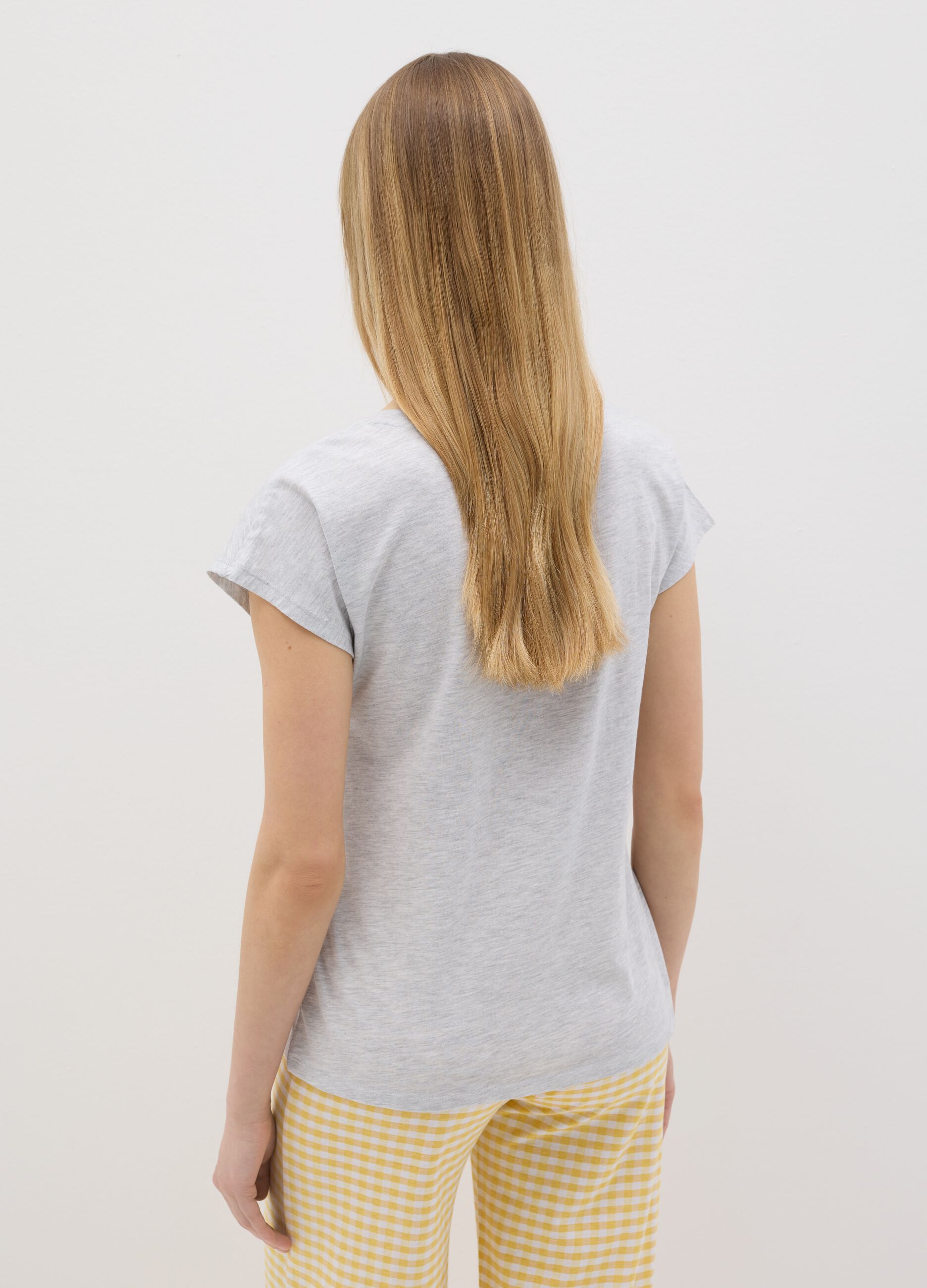 Grey pyjama top with yellow bows