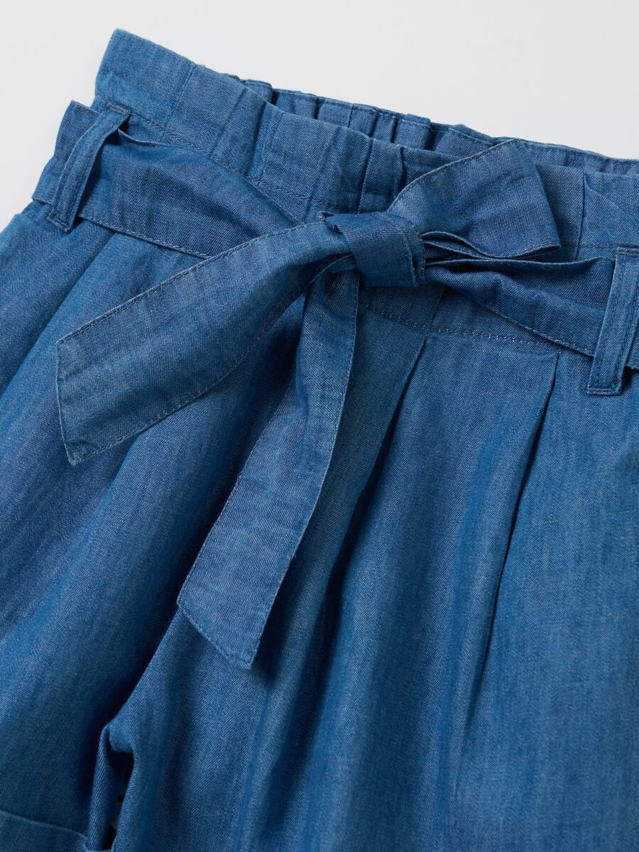 Girls' blue regular fit cotton shorts_2