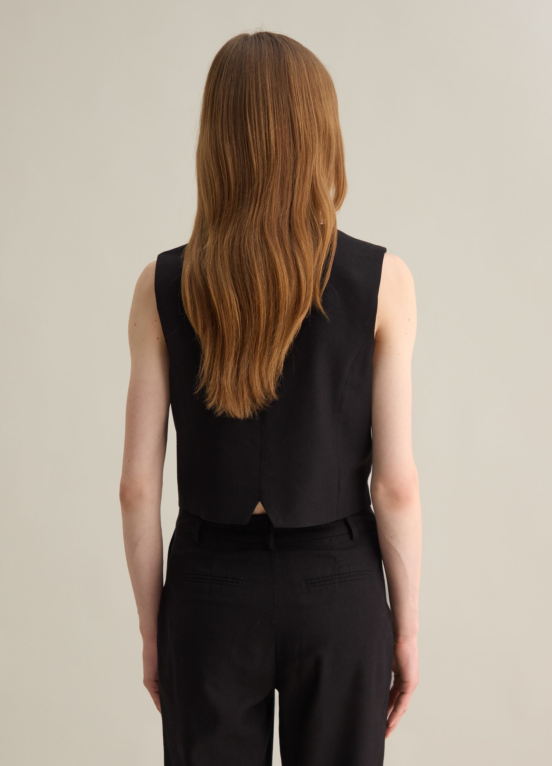 Gilet da donna in misto viscosa nero regular fit