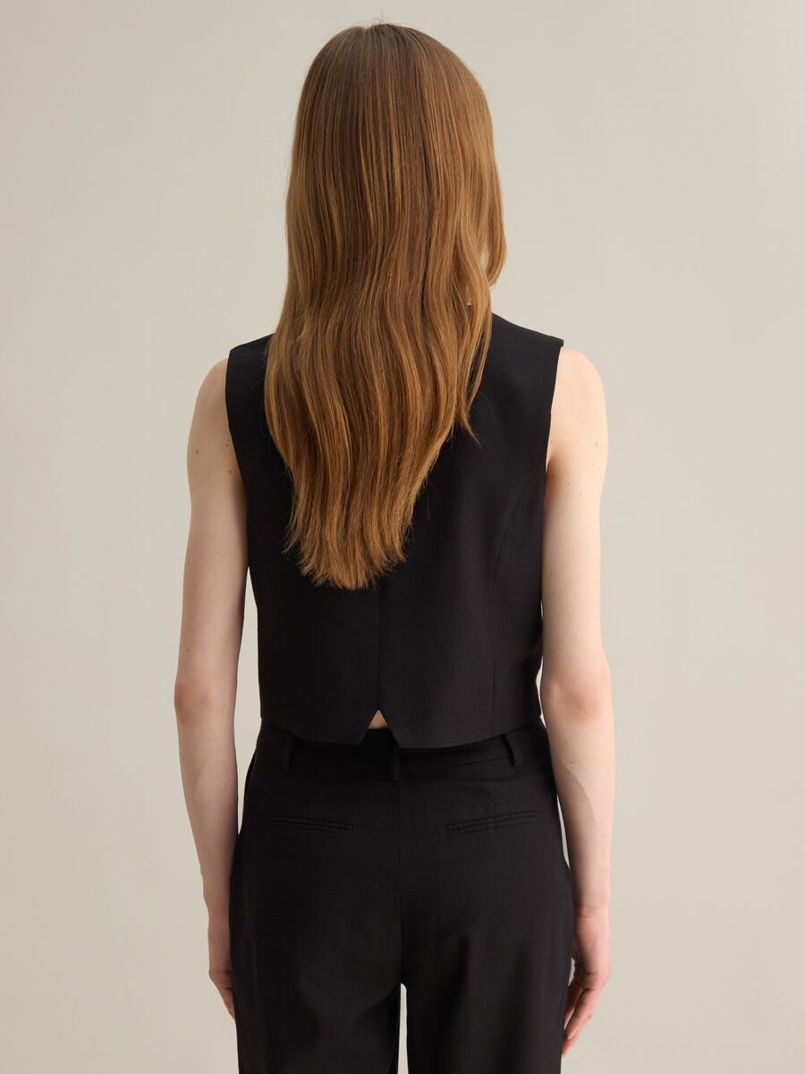 Black Waistcoat in Viscose and Cotton Blend by Piombo_3