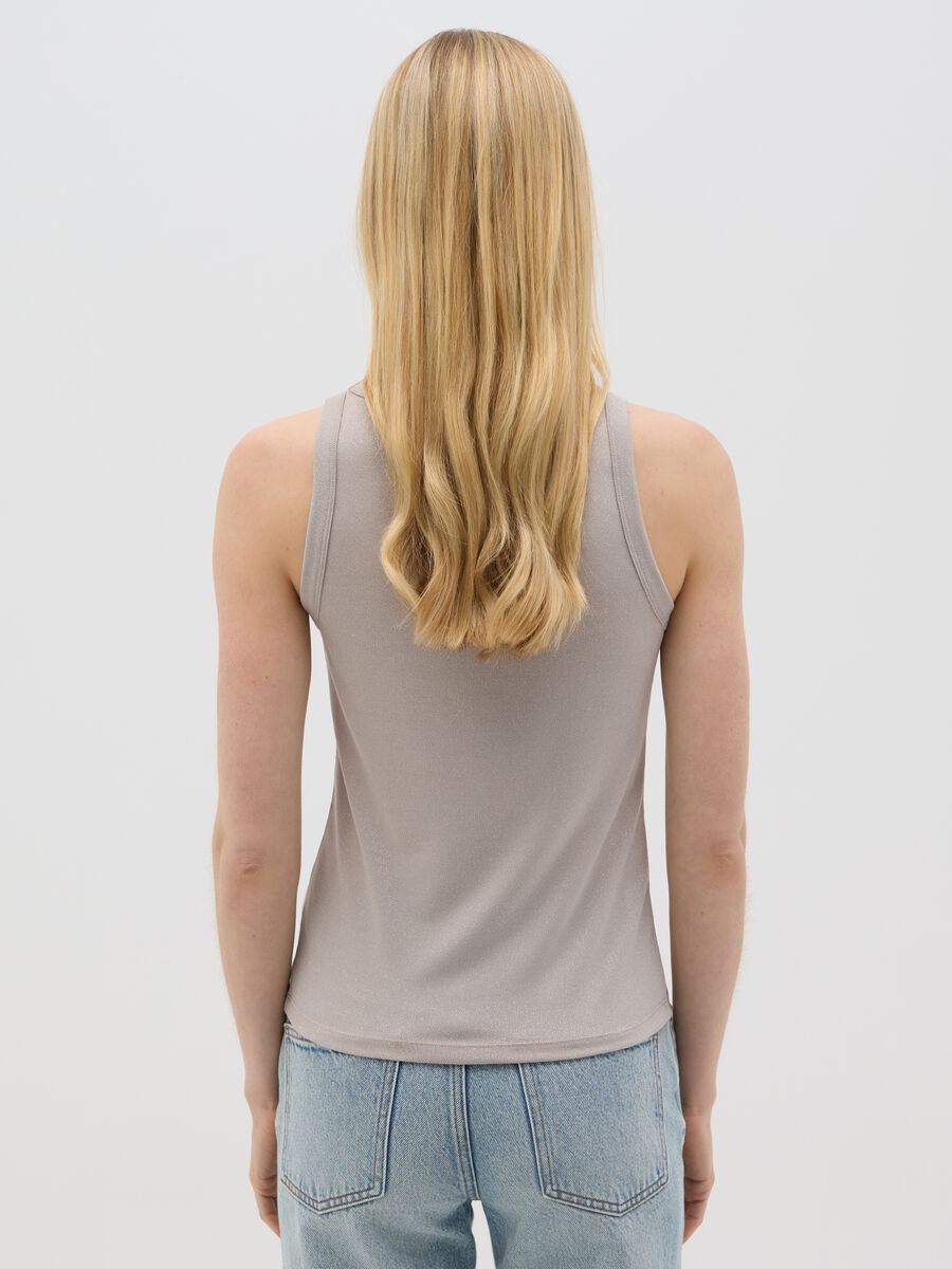 Beige tank top in stretchy fabric with metallic fibres by Ovs_2