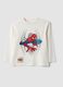 White pure cotton Marvel Spider-Man crew-neck T-shirt_0