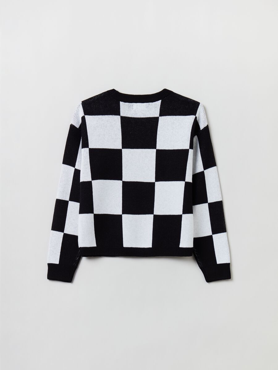 Pullover girocollo a quadri_1