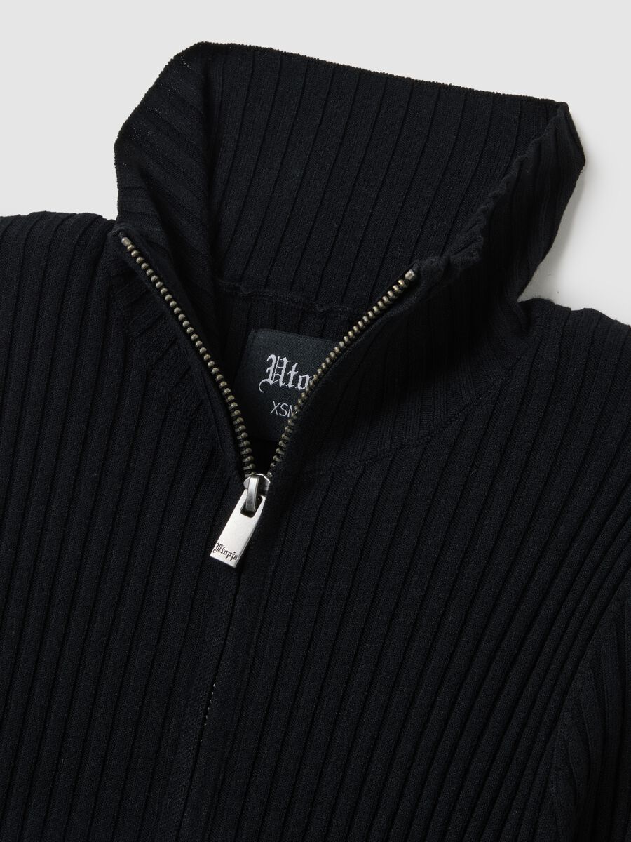 Full-Zip Ribbed Knit Black_7