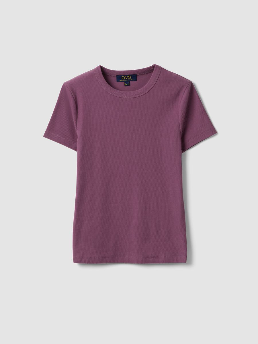 Purple fitted short-sleeve stretch cotton T-shirt_4