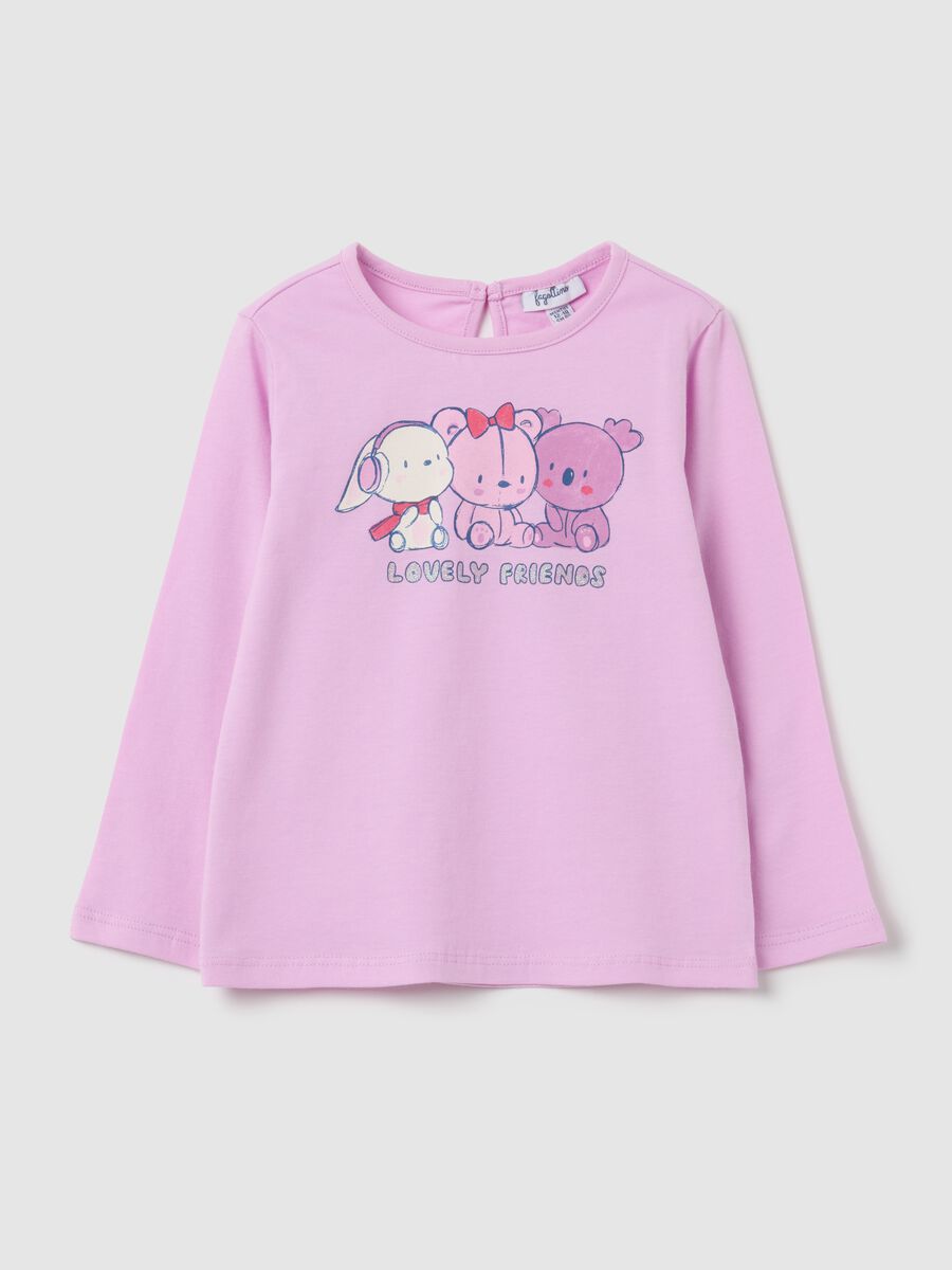 Girl's pink cotton jumper regular fit_0