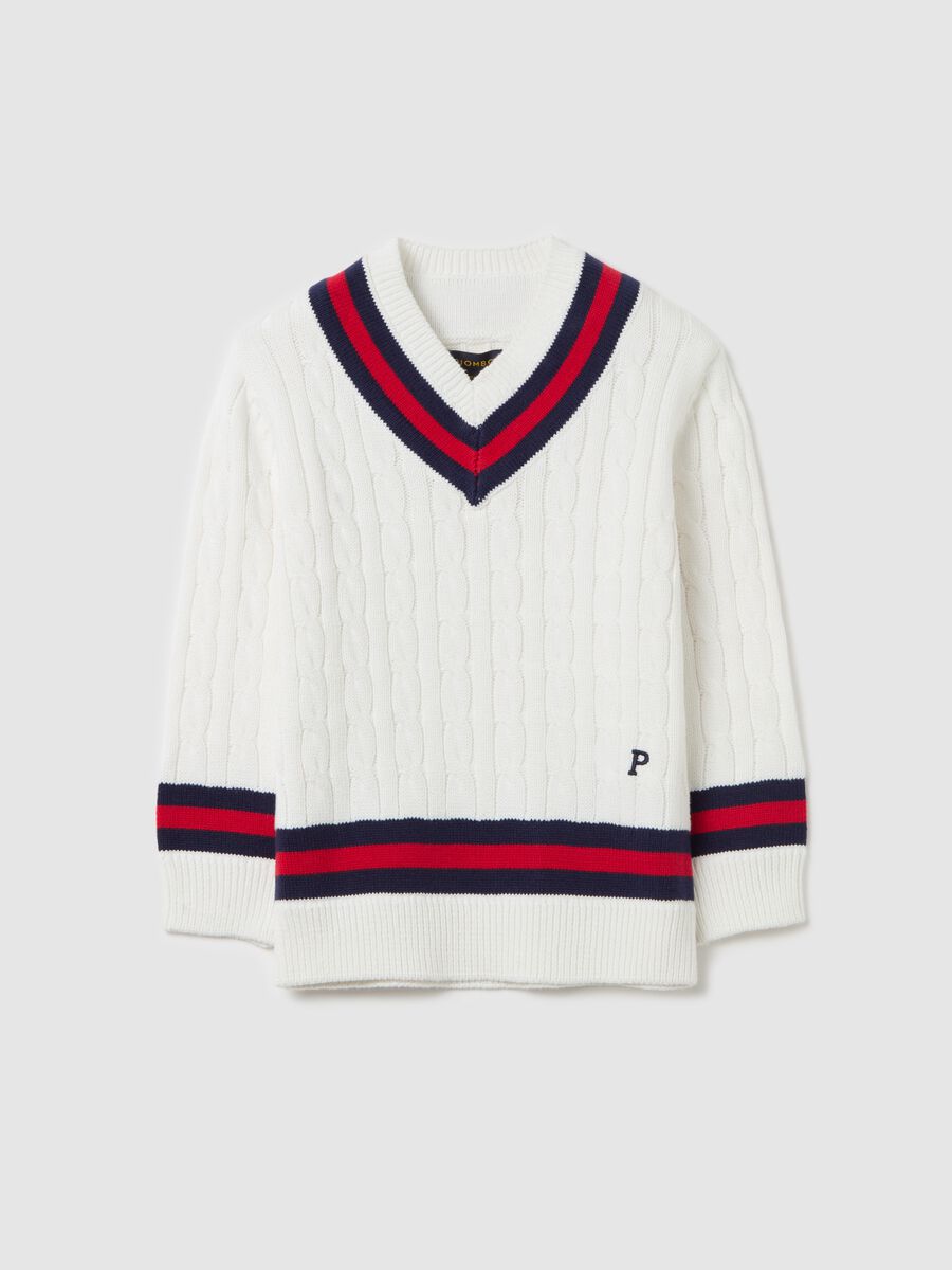 Cable-knit pullover with V neck_3