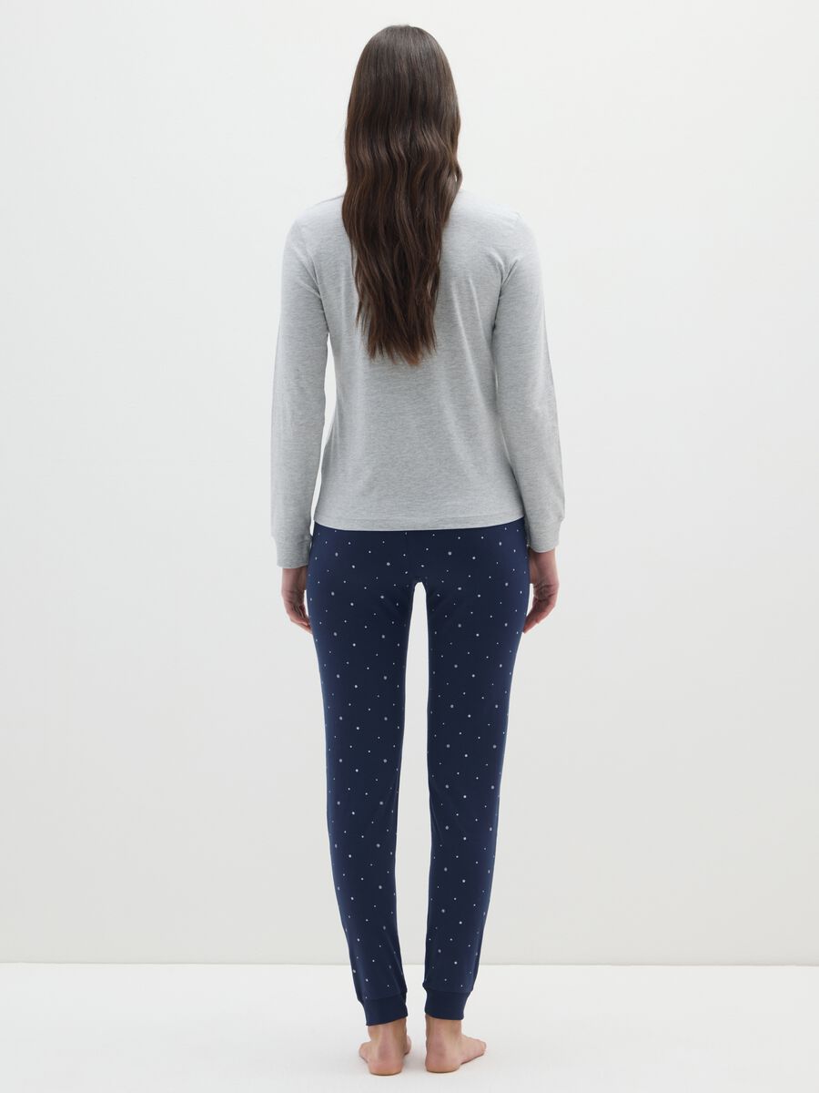 Multicolour regular fit cotton blend pyjamas with polka dots_2