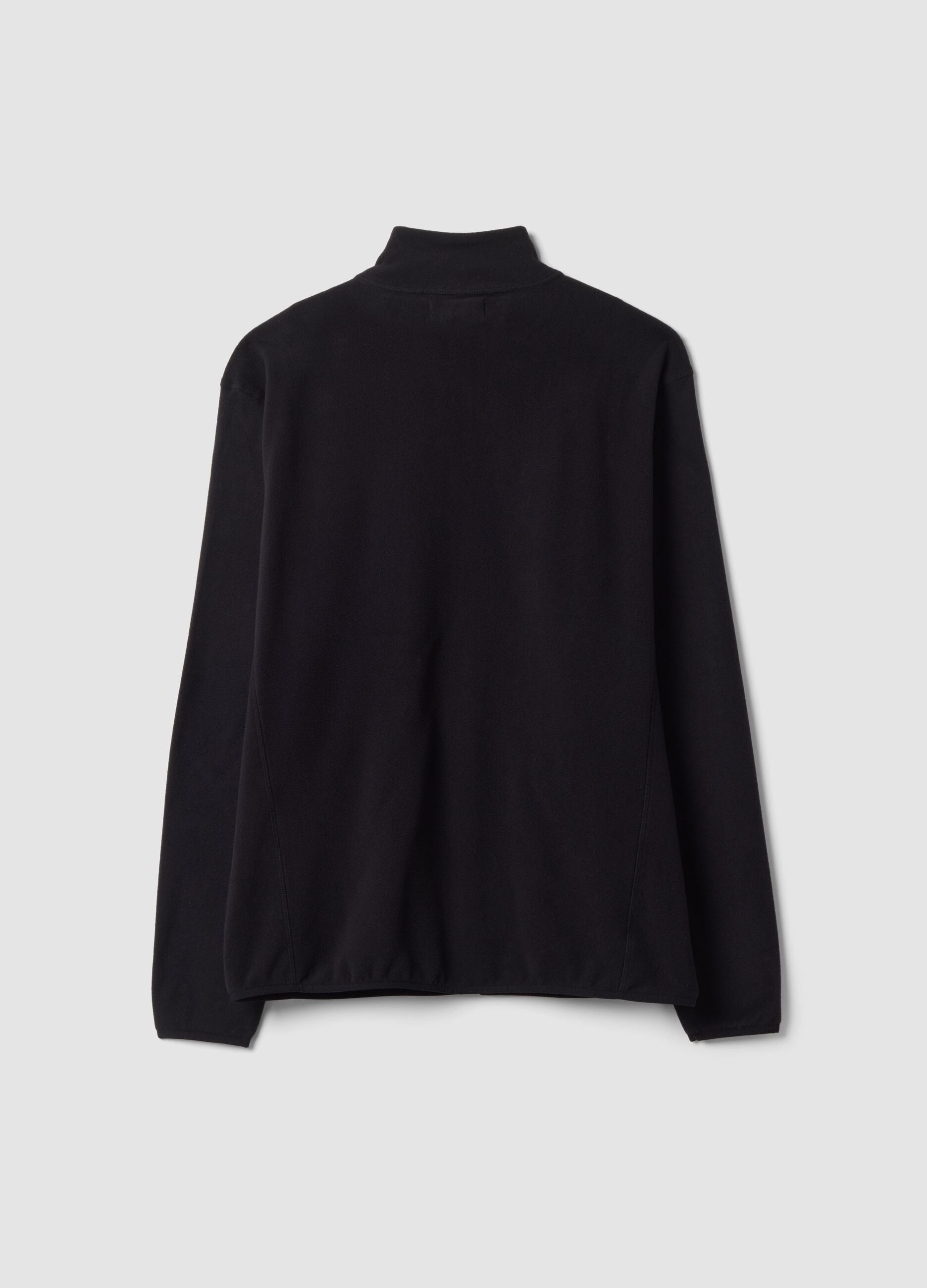 Felpa nera con colletto e zip regular fit in pile