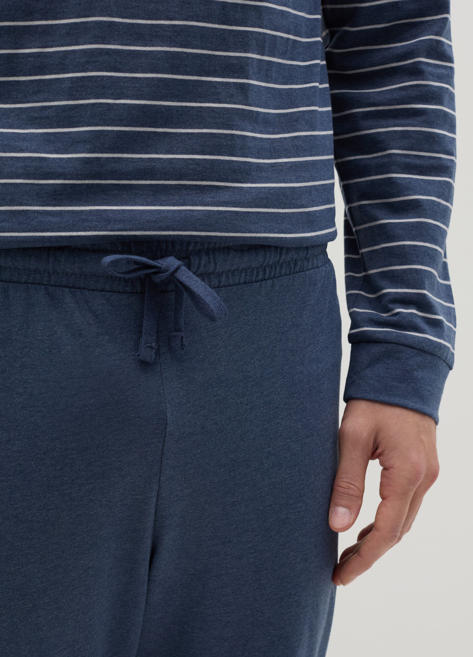Striped pyjama top with granddad neckline