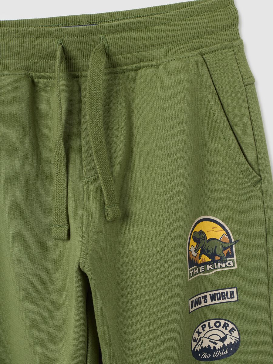 Green children's trousers in pure cotton regular fit with prints_2