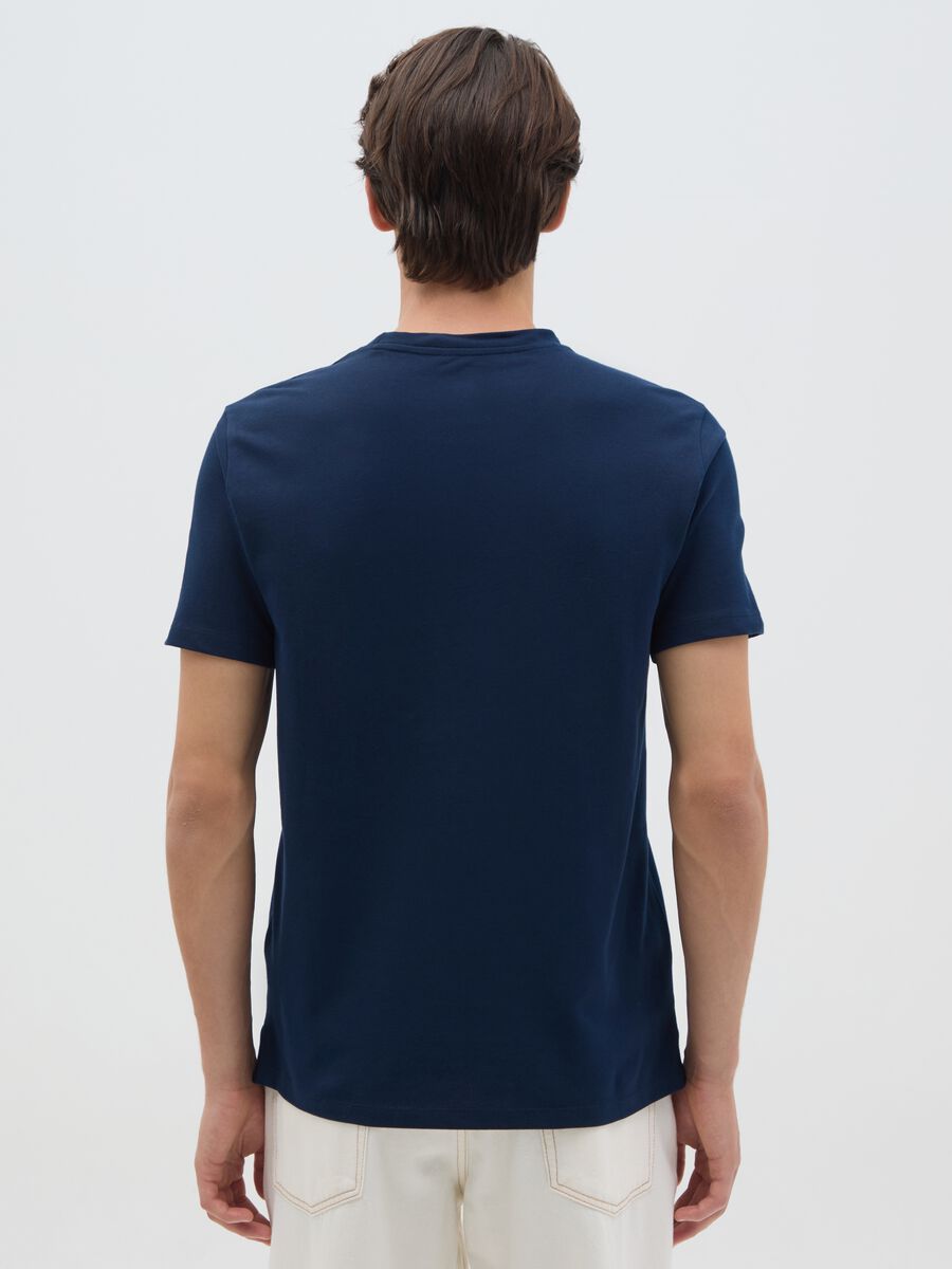 Men's regular fit blue stretch cotton T-shirt_3
