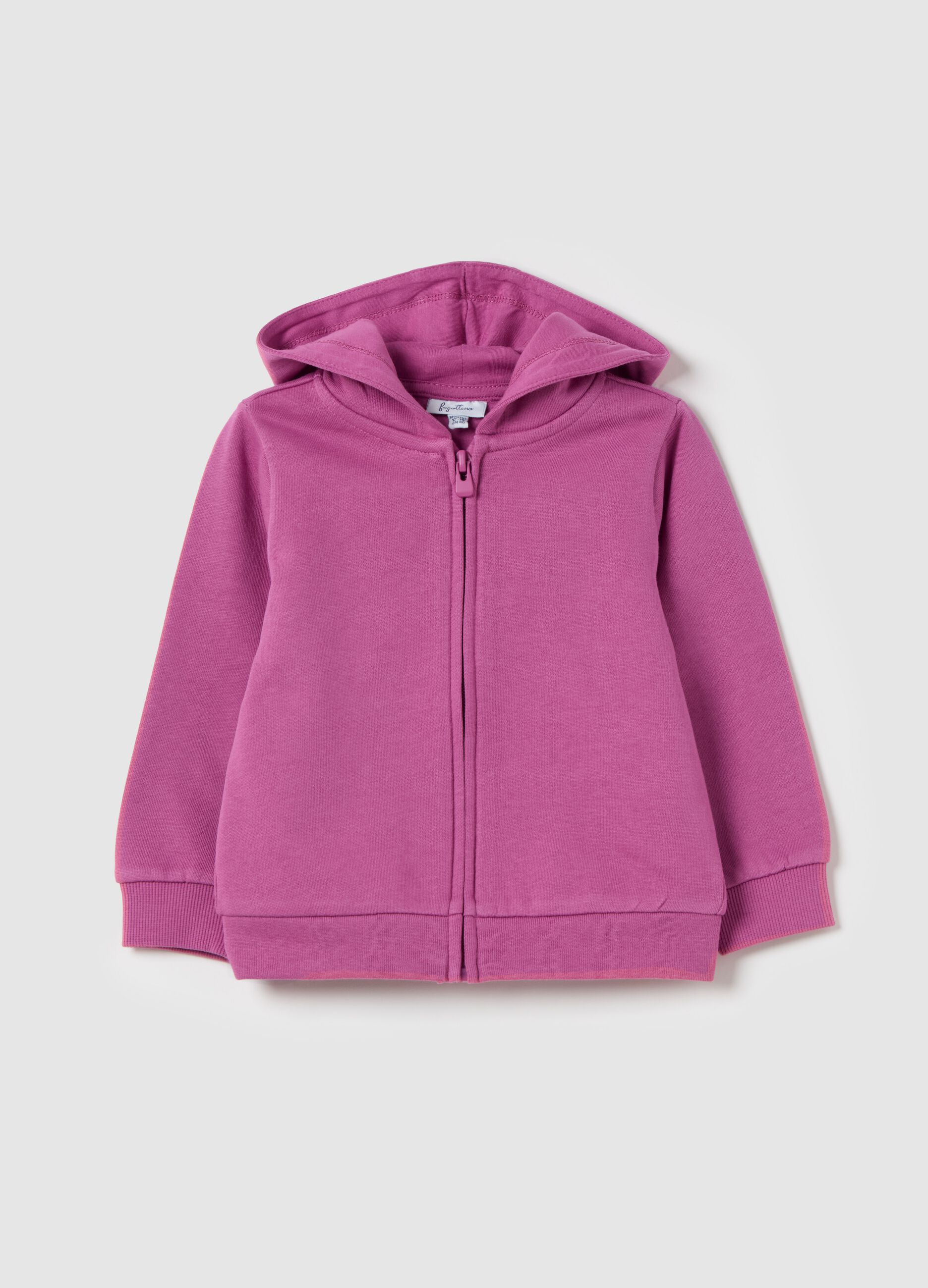 Organic cotton full-zip sweatshirt with hood