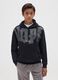 Boys' pure black cotton hoodie_0