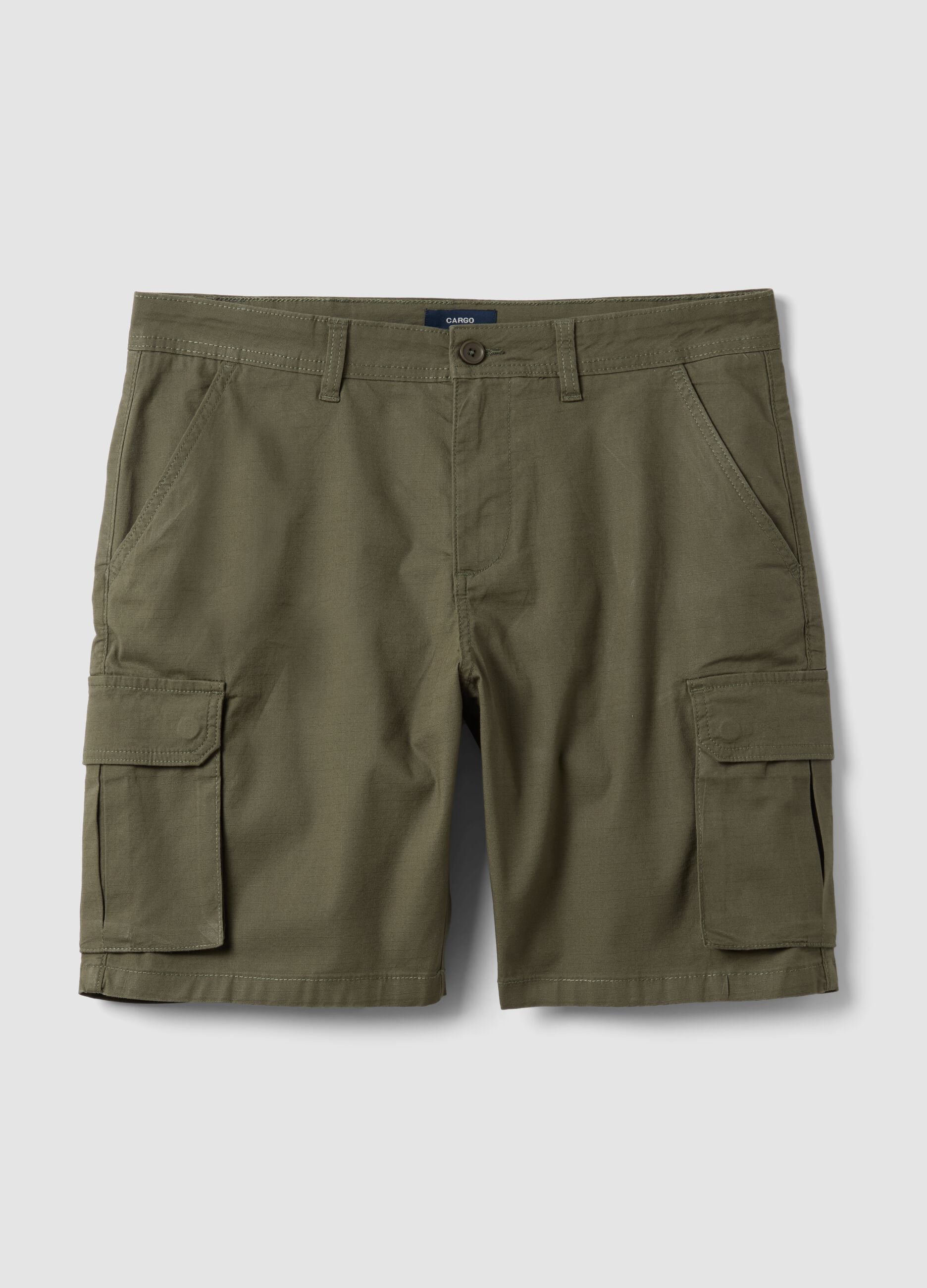 Green stretch cotton cargo Bermuda shorts
