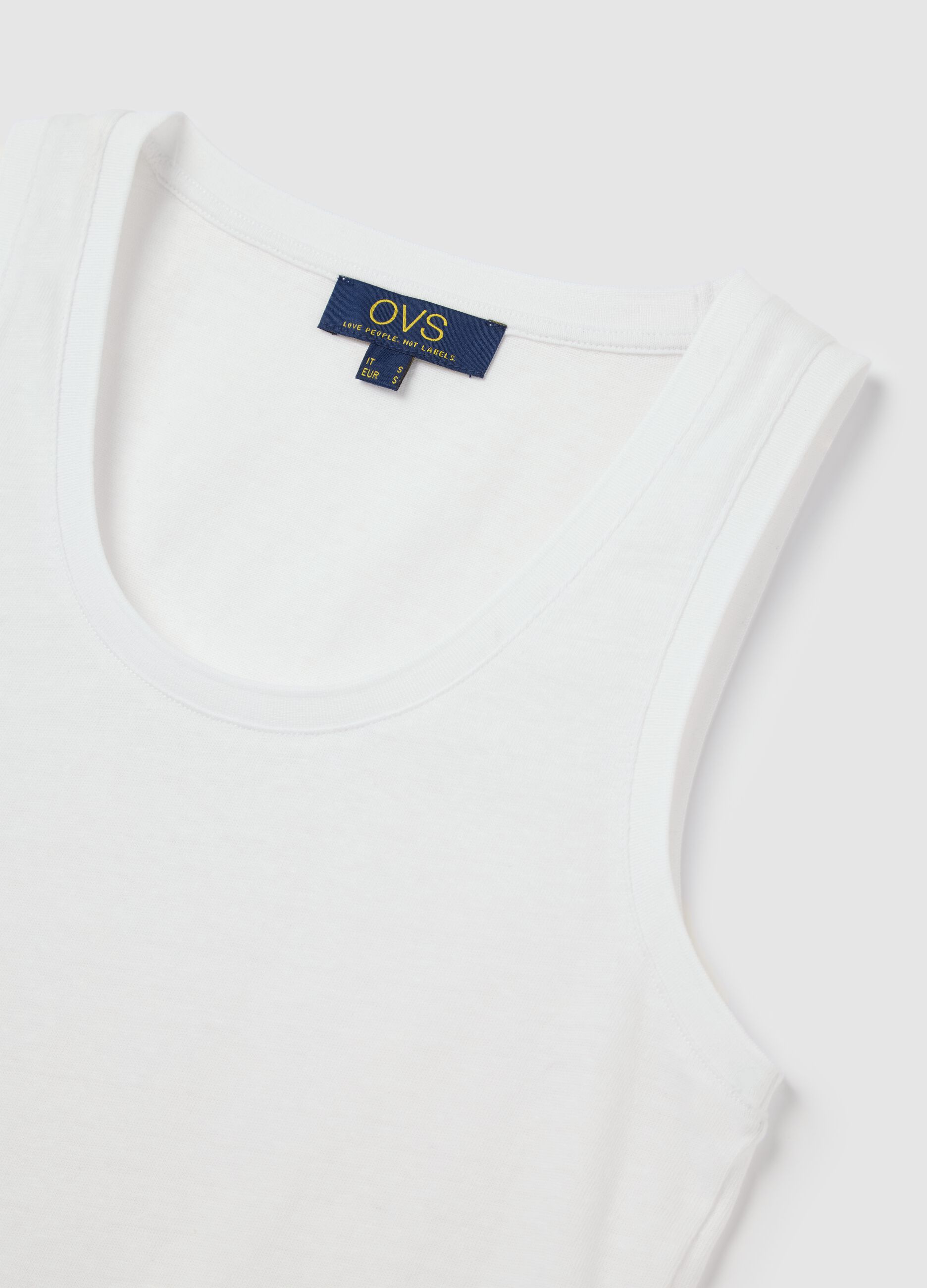 White Cotton and Linen Tank Top by Ovs