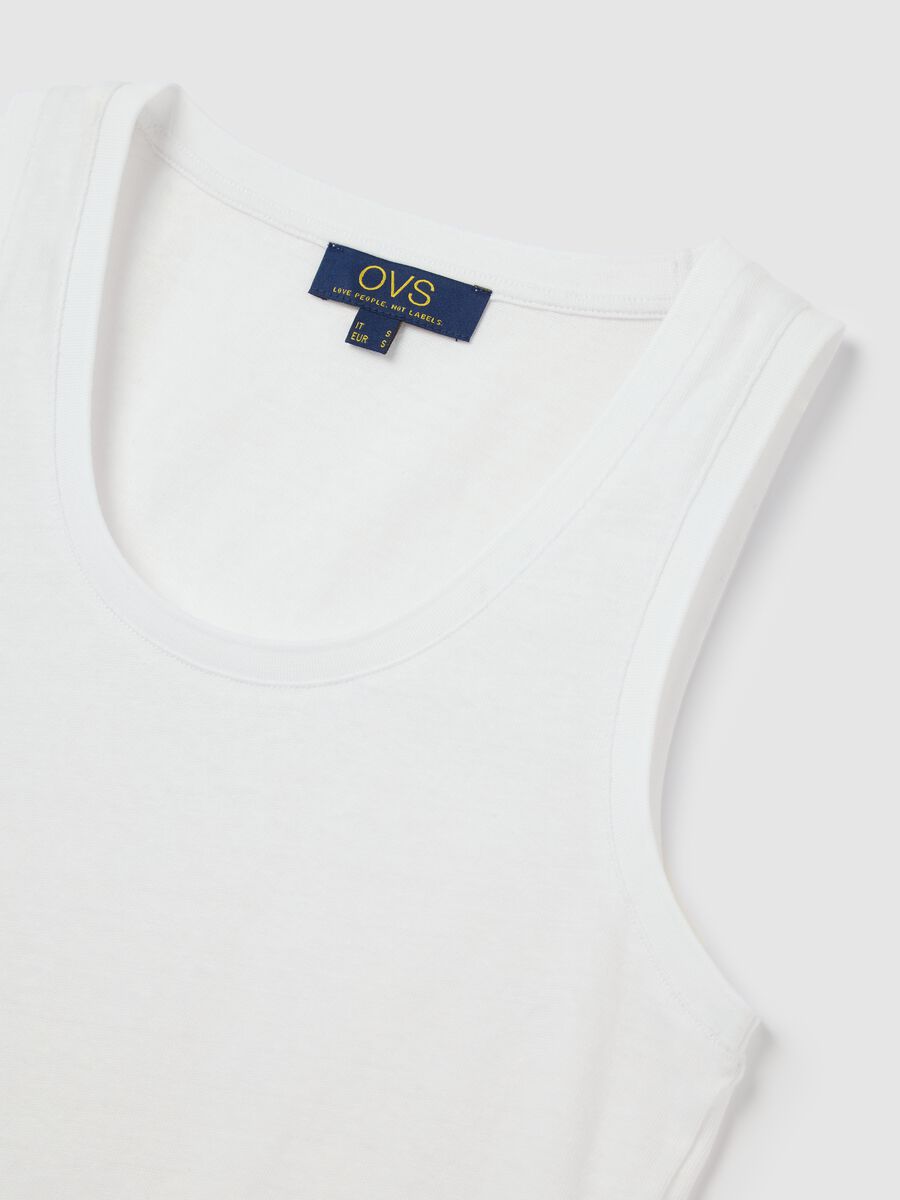 White Cotton and Linen Tank Top by Ovs_5