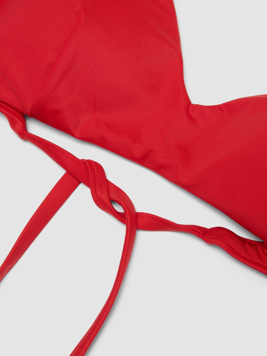 Top bikini rosso a triangolo in tessuto elasticizzato_1