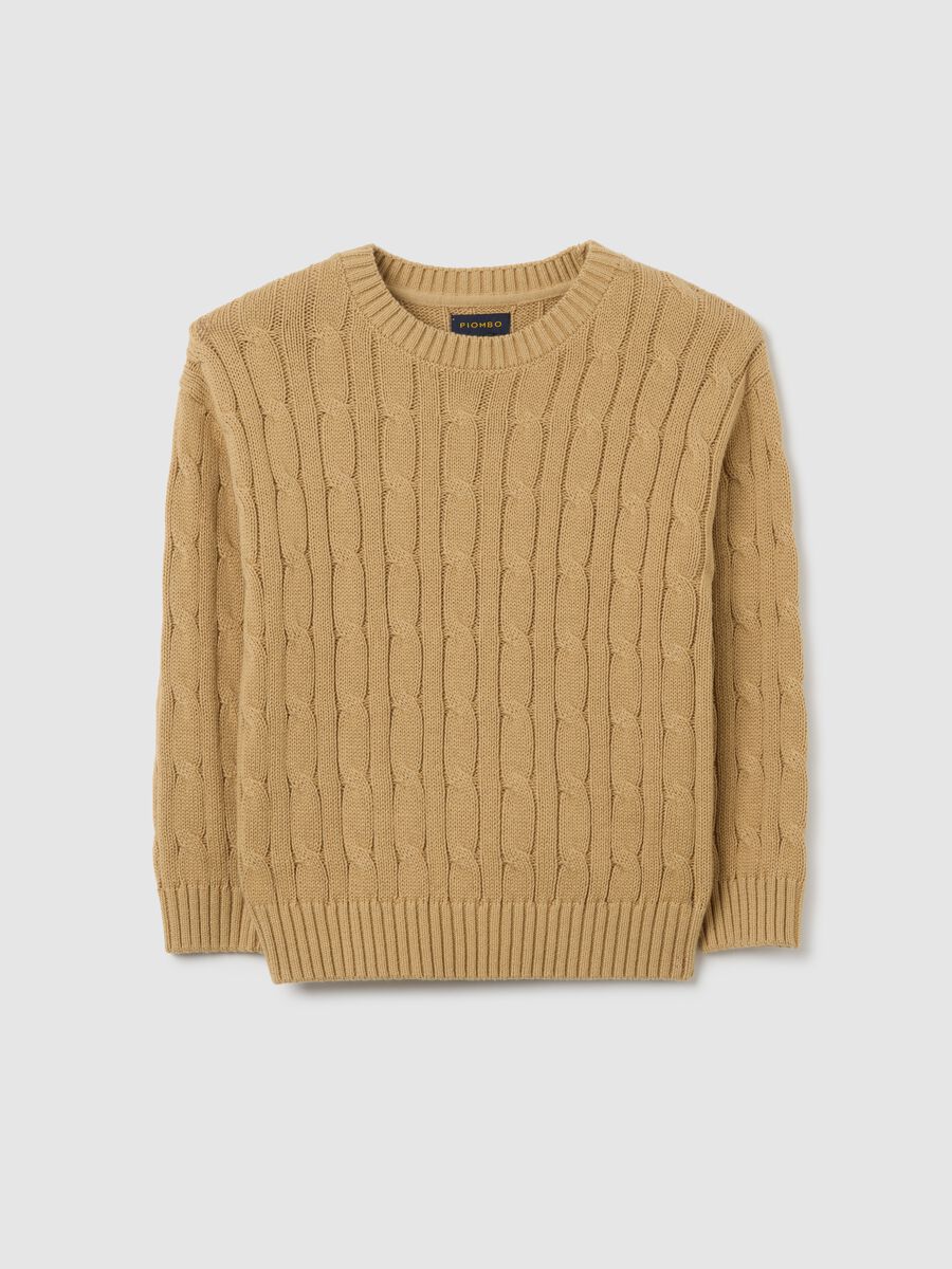 Beige pure cotton regular fit children's jumper_3