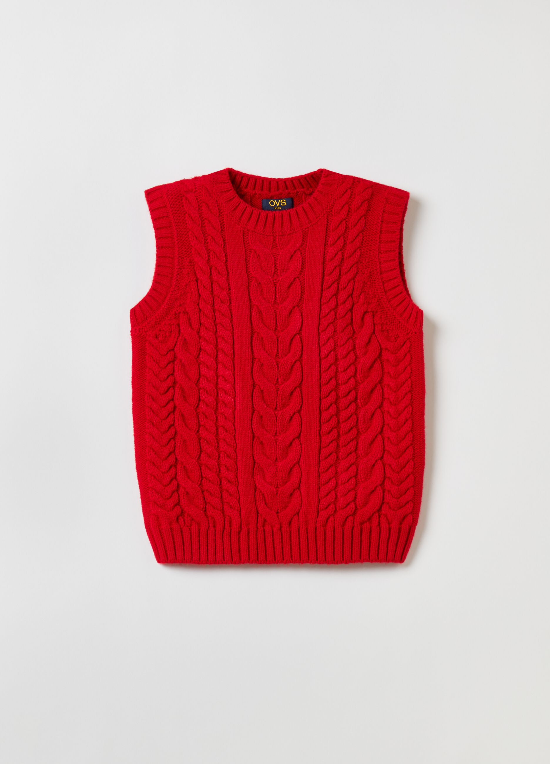 Gilet in maglia con lavorazione a trecce
