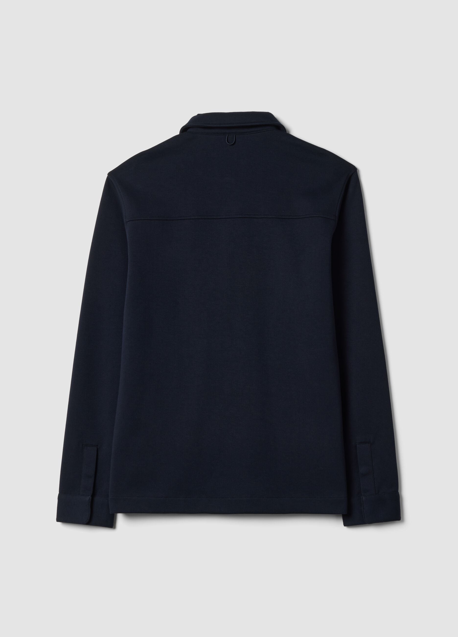 Breathable blue cotton-blend sweatshirt with regular-fit collar