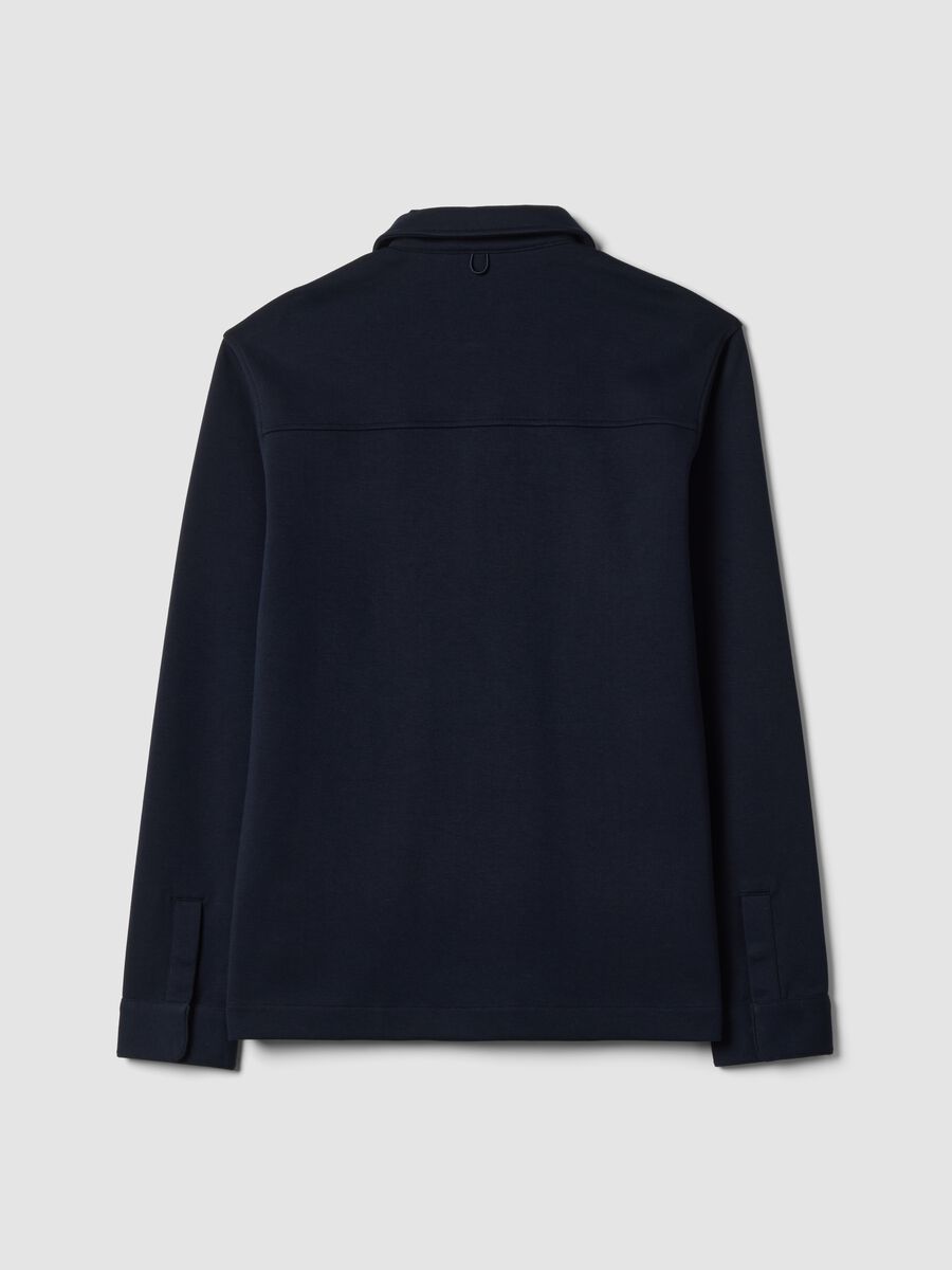 Felpa traspirante blu in misto cotone con colletto regular fit_2