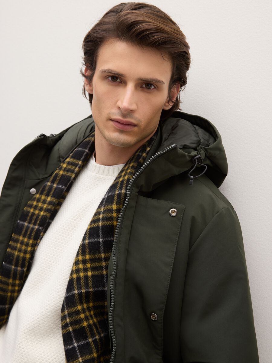 Green padded jacket regular fit with zip and hood_3