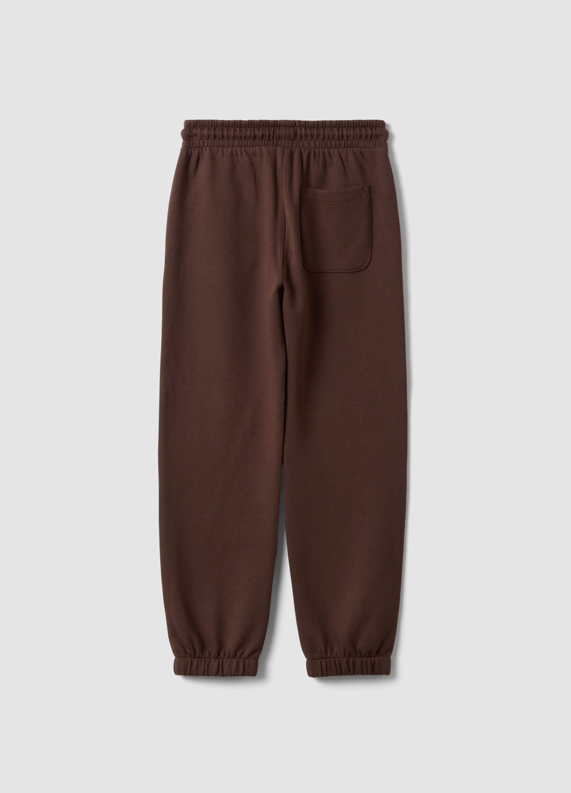 Pantaloni jogger marroni in puro cotone regular fit