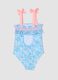 Blue stretch swimsuit with marine print for girls_1