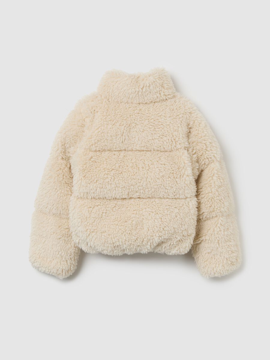 Regular fit beige girl's jacket with zip_4