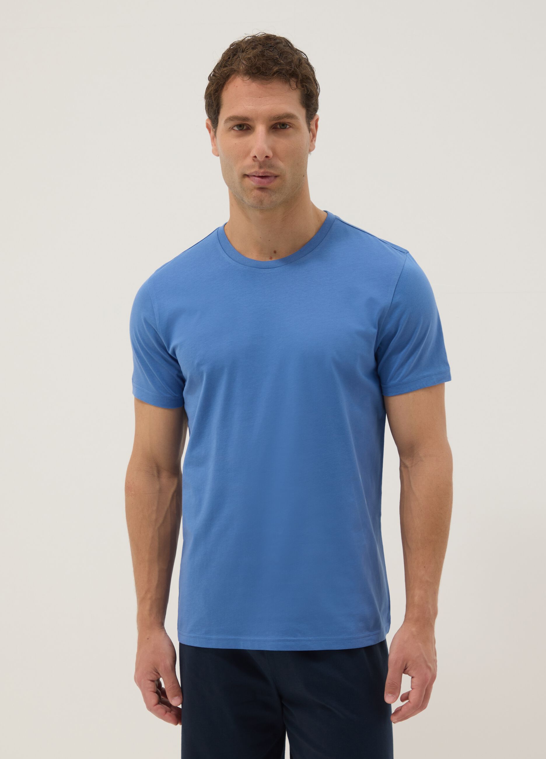 Pigiama in puro cotone organico blu regular fit