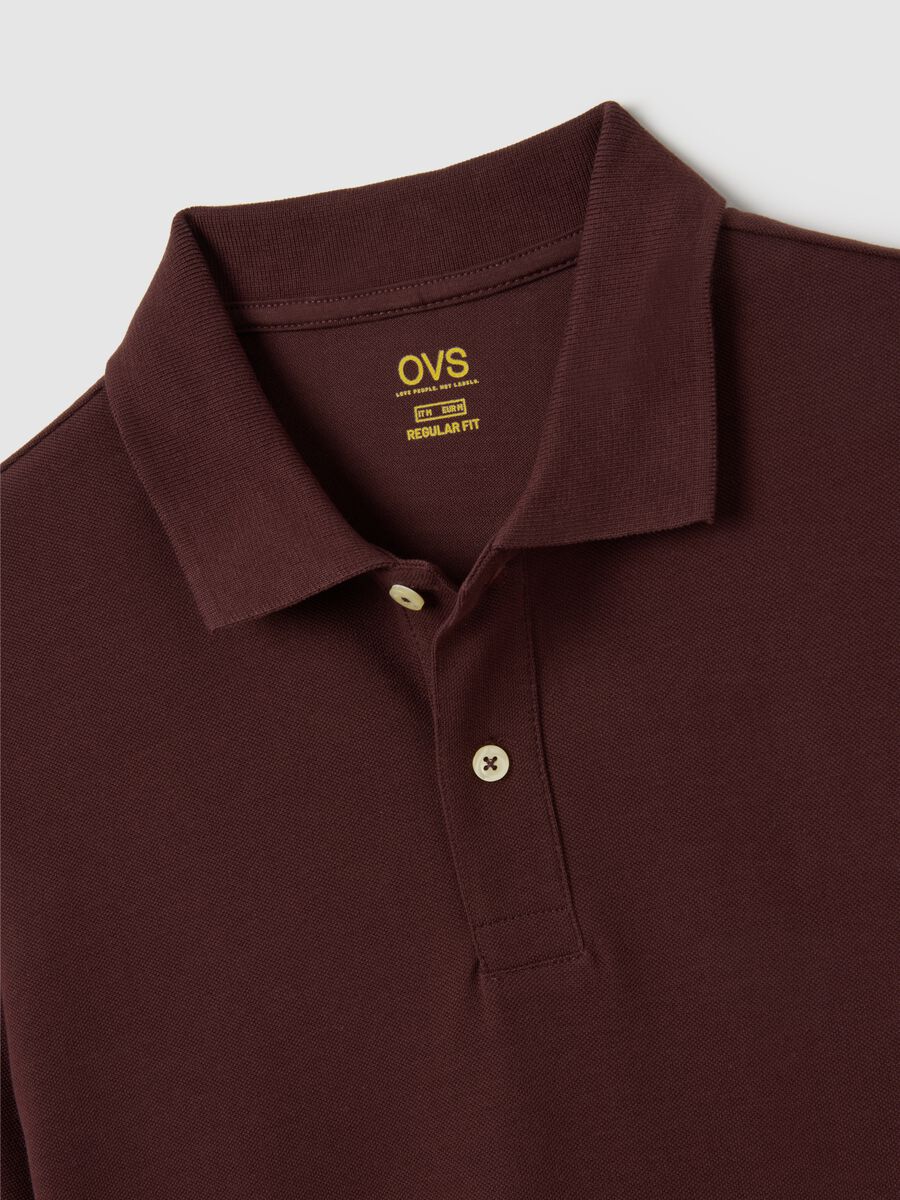 Polo da uomo in puro cotone marrone regular fit_5