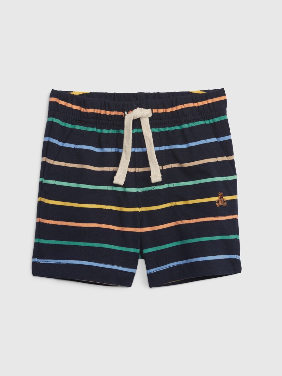 Striped cotton shorts with drawstring_0