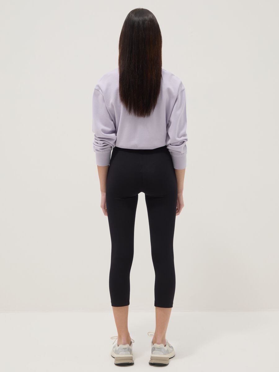 Leggings skinny in misto cotone neri da ragazza_1