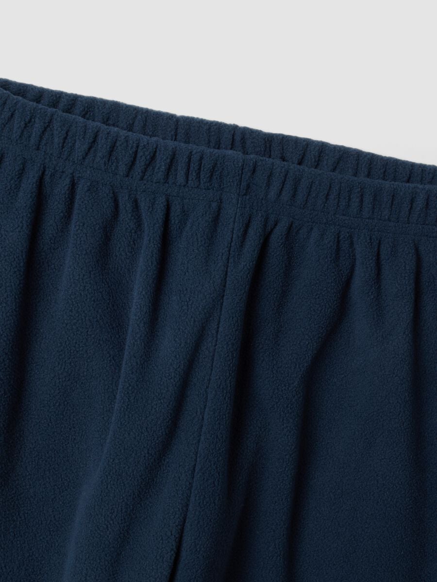 Blue crew-neck fleece pyjamas with long trousers, regular fit_2