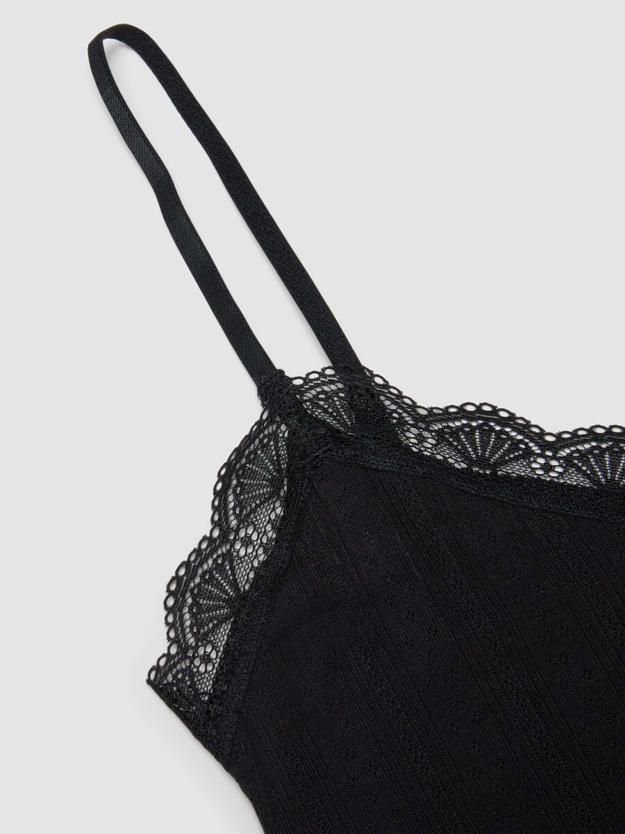 Black stretchy modal tank top regular fit with lace_5