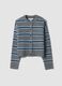 Grey striped stretch wool cardigan, regular fit_0